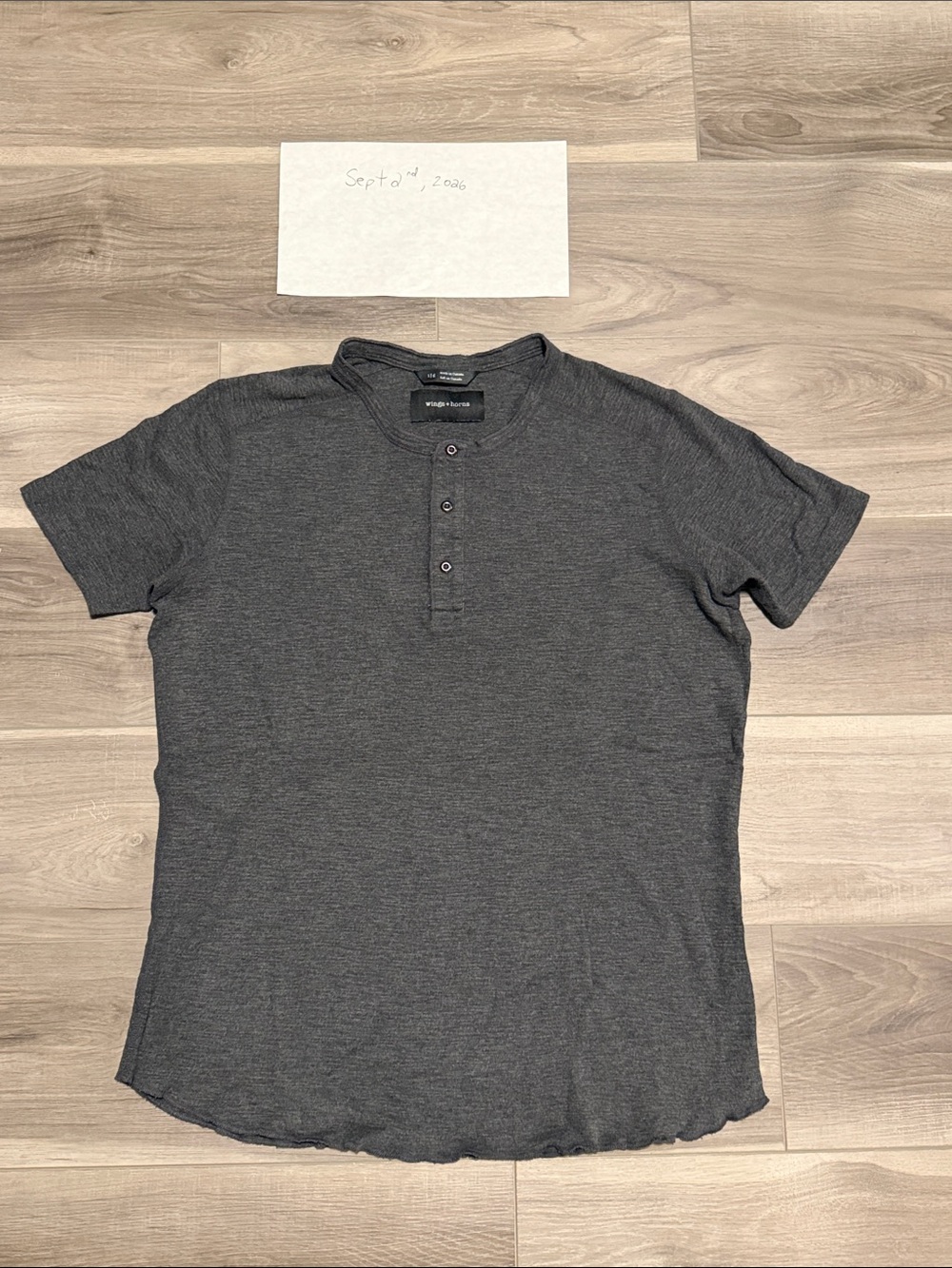 Wings+Horns 1x1 Slub Henley s/s